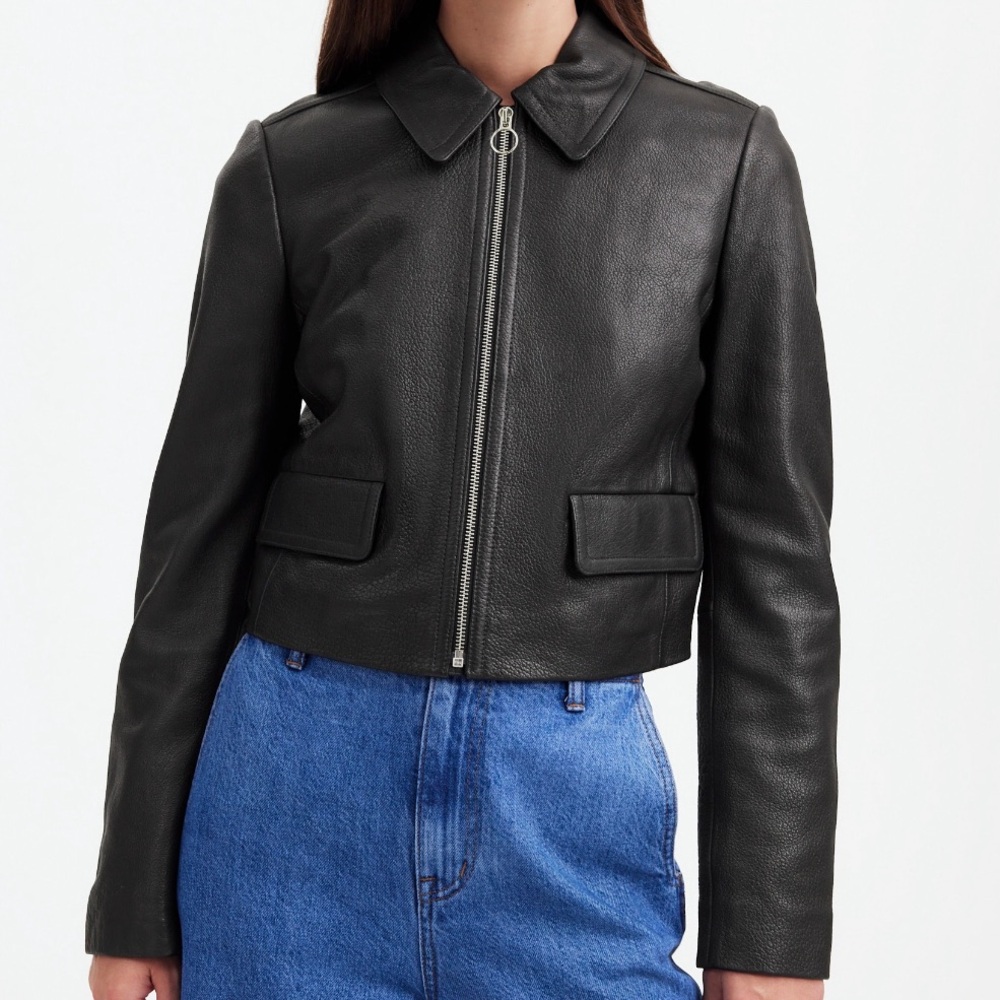 Madewell shrunken leather jacket NWT